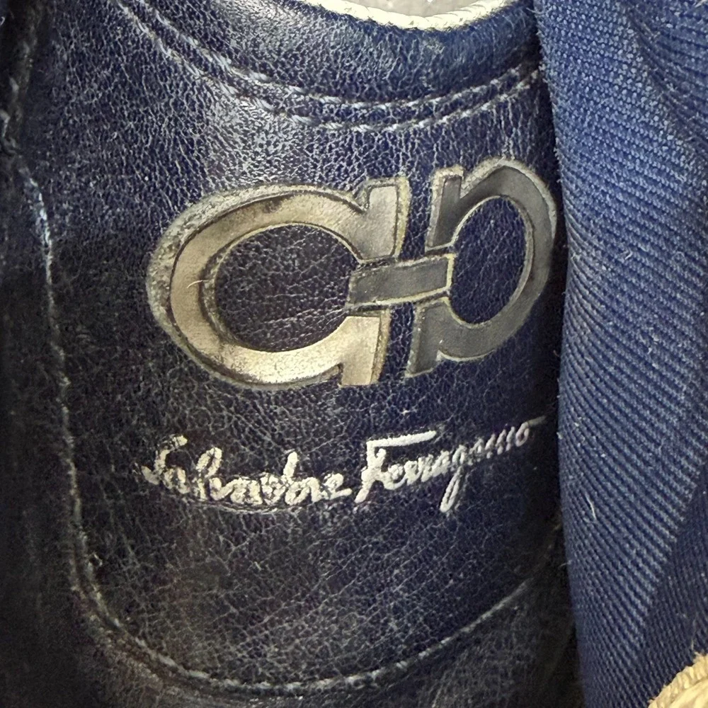 Salvatore Ferragamo High Top Sneakers Mens 8.5 D Black Leather Casual Everyday